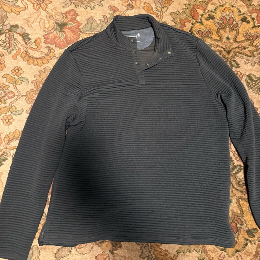 johnnie-O Charcoal Ribbed Pullover